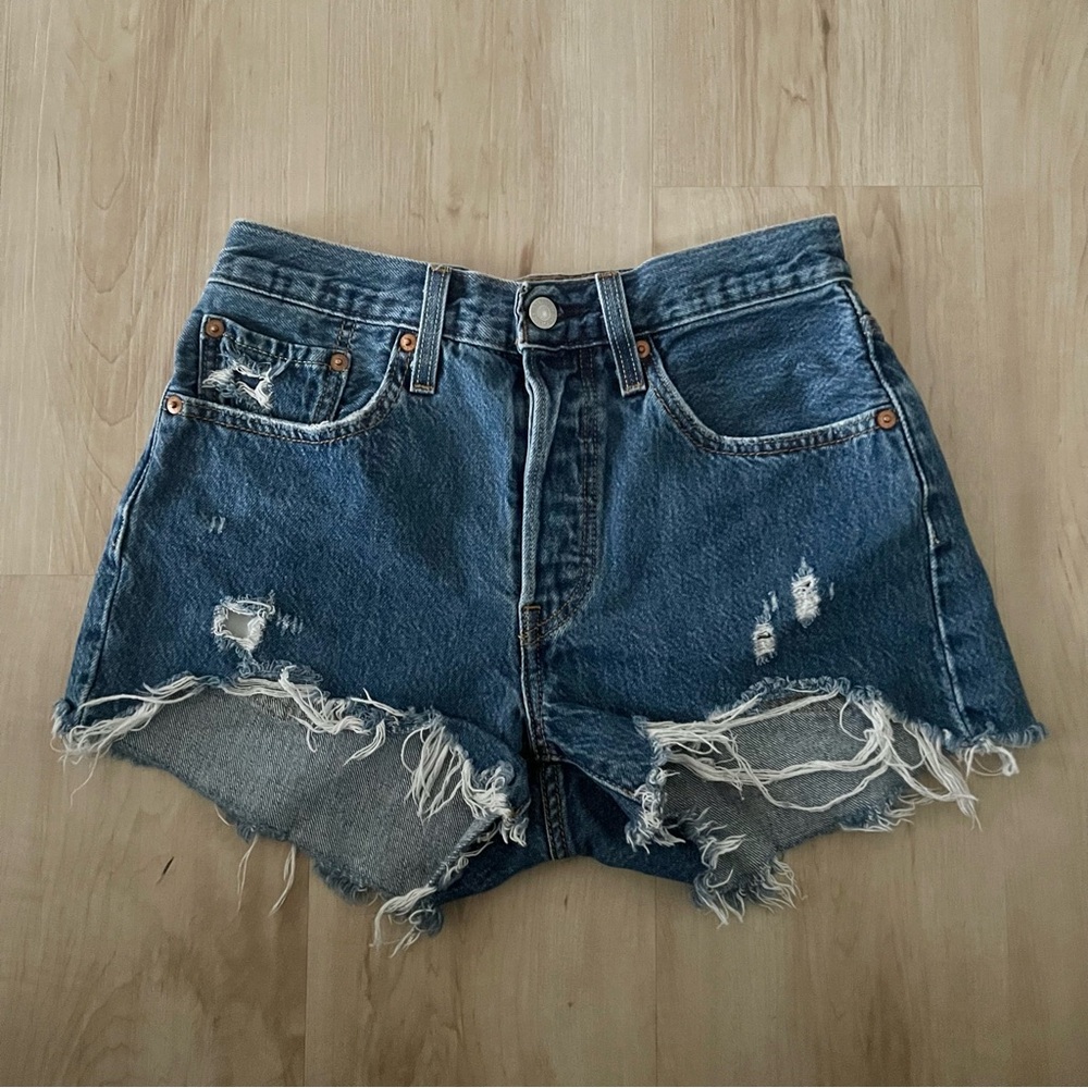 Levi Strauss & Co. 501 High Waist Distressed Jean Shorts